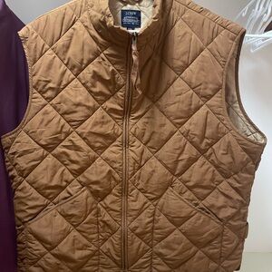J.Crew Authentic Quilted Puffer Vest Brown XXL | Full Zip Lightweight